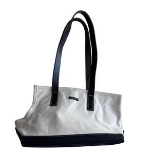 Wagwear Carpented Bag Carrier in Black and Natural Canvas Size Small